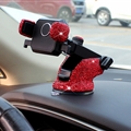 Luxury Bling Crystal Car Phone Holder Magnetic Suction Cup Mobile Stand Magnet Support Cell GPS - Red
