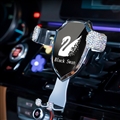 Luxury Gravity Universal Car Mobile Phone Holder Crystal Rhinestone Air Vent Mount Clip Stand GPS - White