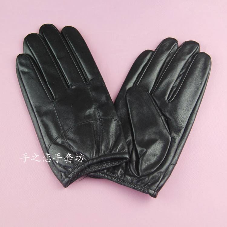 Fashion Men Boys Genuine Leather Sheepskin Finger Gloves Keep Warm - Black