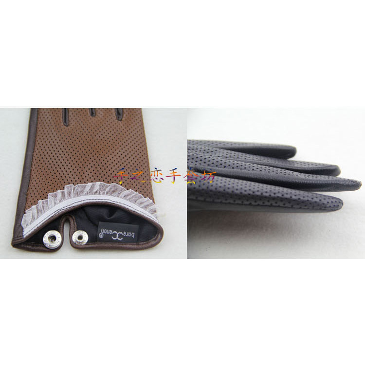 Fashion Men Boys Genuine Leather Sheepskin Finger Gloves Keep Warm - Black