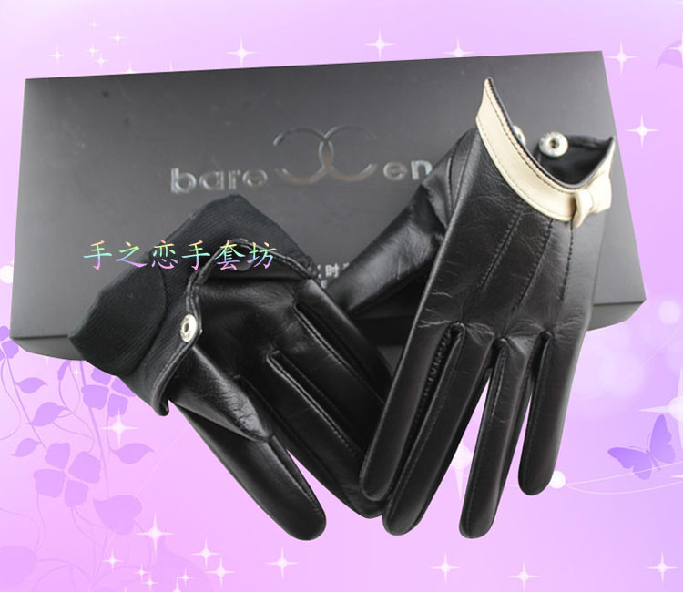 Fashion Men Boys Genuine Leather Sheepskin Finger Gloves Keep Warm - Black