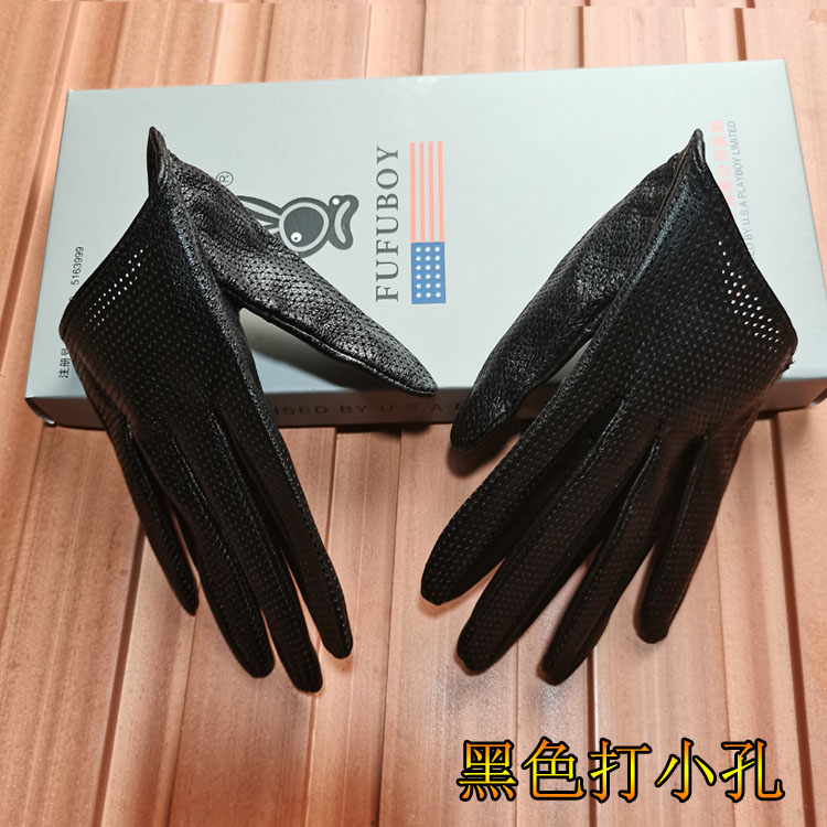 Fashion Women Performance Genuine Leather Sheepskin Half Palm Short Gloves Hip Hop - Black Hole