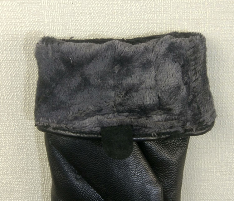 Touch Women Plaids Checks Genuine Leather Sheepskin Cycling Gloves Winter Cashmere - Black