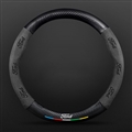 Car Steering Wheel Cover Automotive Interior 3D Embossing Of Suede + Carbon Fiber Leather For Ford F-150 - Black