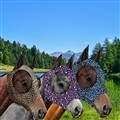3PCS Stretch Lycra Mosquito Repellent Summer Breathable Horse Fly Mask With Ears Mesh Rugged - Blue + Purple + Brown