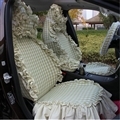 Funky Bud Silk Woman Floral Girls Lace Cotton Custom Automobile Car Seat Cover Set - Grid Green