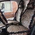 Funky Bud Silk Woman Leopard print Girls Lace Cotton Custom Automobile Car Seat Cover Set - Brown Black