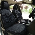 Tailored Girly Bud Silk Personalized Floral Girls Lace Cotton Custom Automobile Car Seat Cover Sets - Black Bowknot