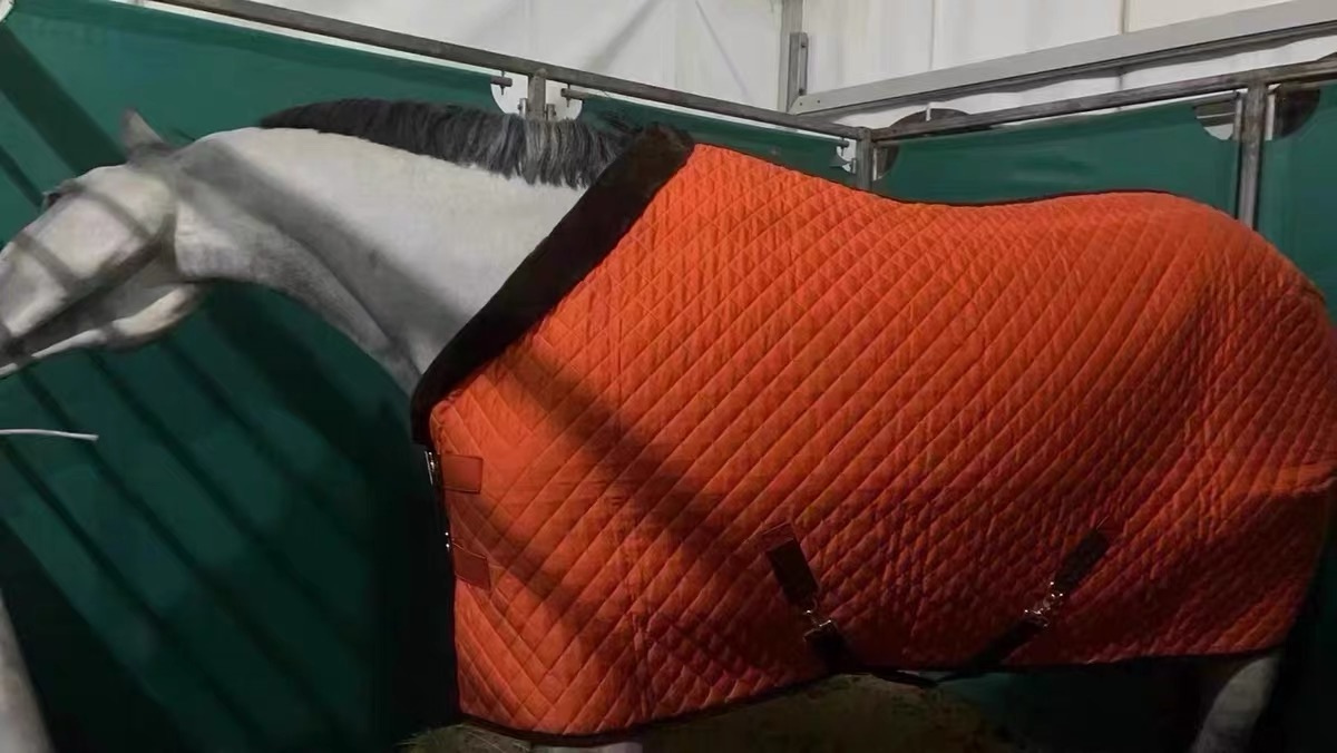 Adjustable Velvet Rug Horse Care Blanket Detachable Neck Cover Winter Keep Warm Equestrian Gear With Comfort Thickened - Orange
