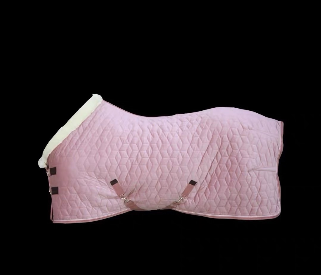 Adjustable Velvet Rug Horse Care Blanket Detachable Neck Cover Winter Keep Warm Equestrian Gear With Comfort Thickened - Pink