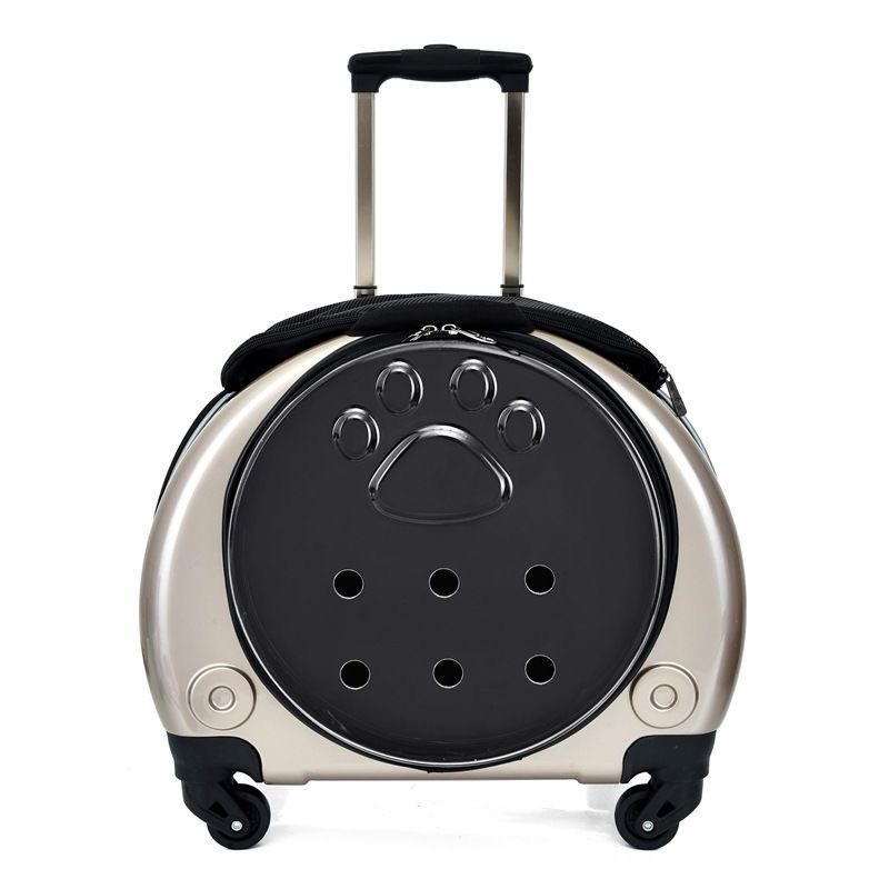Backpack Portable Pet Strollers With Wheels Durable Acrylic PC Closure For Cats Dogs Bags Ideal For Travel Outdoor Use - Gold