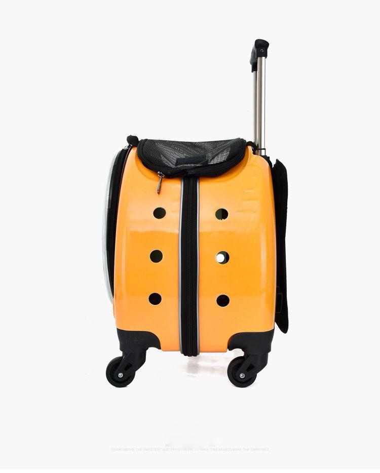 Backpack Portable Pet Strollers With Wheels Durable Acrylic PC Closure For Cats Dogs Bags Ideal For Travel Outdoor Use - Orange