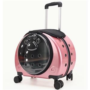 Backpack Portable Pet Strollers With Wheels Durable Acrylic PC Closure For Cats Dogs Bags Ideal For Travel Outdoor Use - Rose