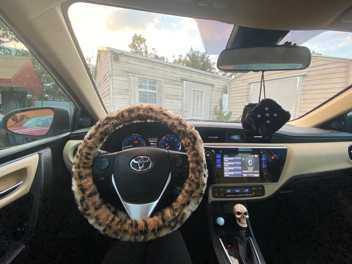 Classic Automobile Car Steering Wheel Cover Leopard Print Long Plush Diameter 15 inch 38CM - Brown