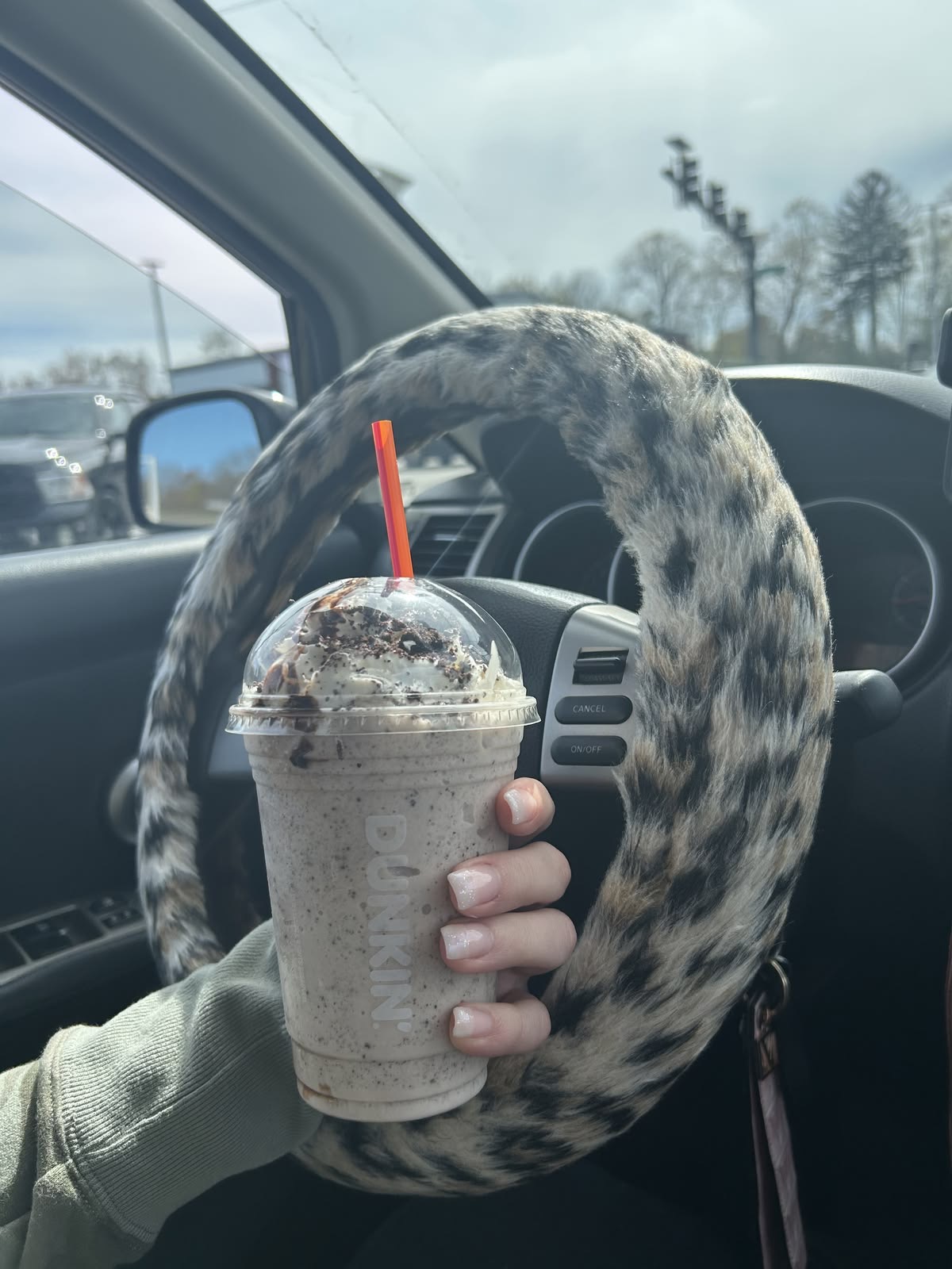 Classic Automobile Car Steering Wheel Cover Leopard Print Long Plush Diameter 15 inch 38CM - Brown