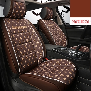 Classic PU Leather Supremacyme Car Seat Covers Universal Pads Automobile Seat Cushions Pillows 6pcs - Coffee