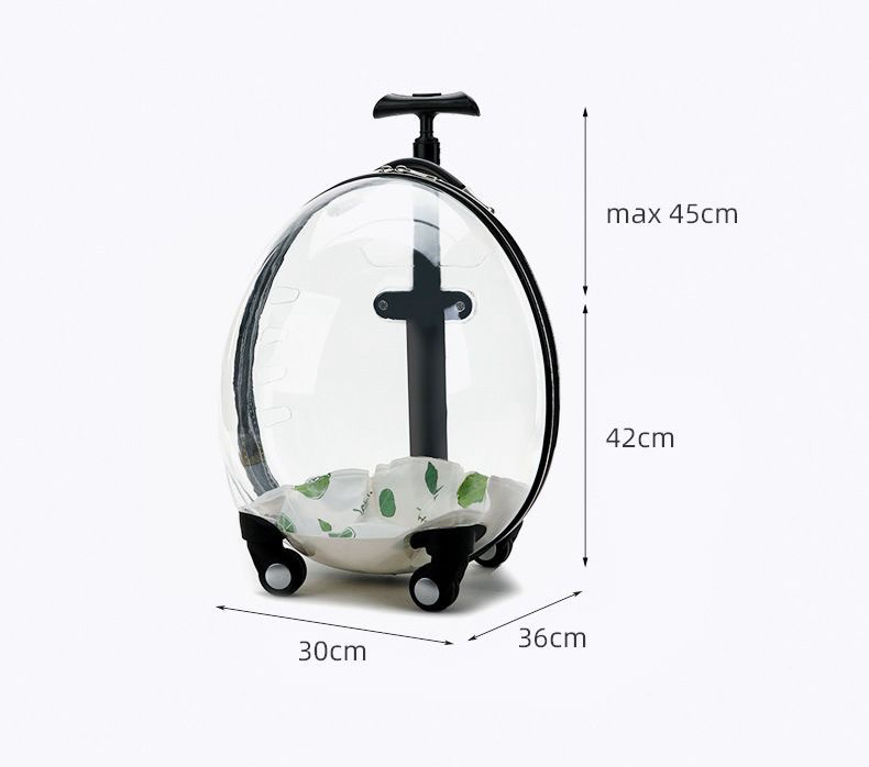Classic Portable Pet Strollers With Wheels Durable Acrylic PC Closure For Cats Dogs Bags Ideal For Travel Outdoor Use - Black