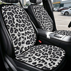 Fashion Leopard Print Car Seat Cushion Universal Polyester Automobile Covers 7pcs Sets - Black