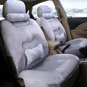 Fashion Winter Warmth Car Seat Cushion Universal Plush Automobile Covers 5pcs Sets - Gray