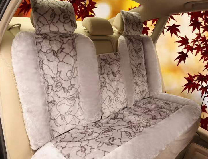 Fashion Winter Warmth Car Seat Cushion Universal Plush Automobile Covers 5pcs Sets - Leopard Brown