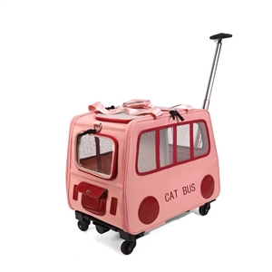 Foldable Pet Backpack With Wheels Durable Oxford Cloth Carrier For Medium Cats Dogs Bags Ideal For Travel Outdoor Use - Pink