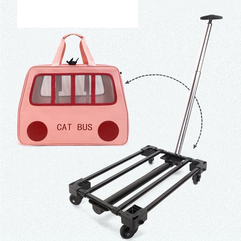 Foldable Pet Backpack With Wheels Durable Oxford Cloth Carrier For Medium Cats Dogs Bags Ideal For Travel Outdoor Use - Beige