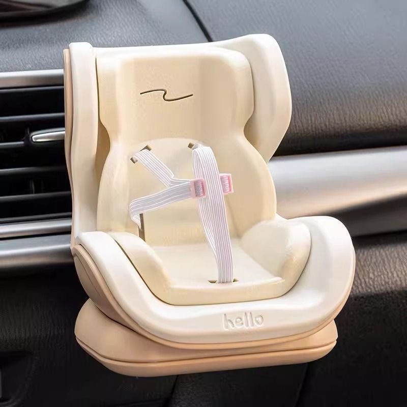 Mini Plastic Cartoon Car Hamster Pet Air Outlet Clip Ornament Safety Seat Storage Automotive Interior - Beige