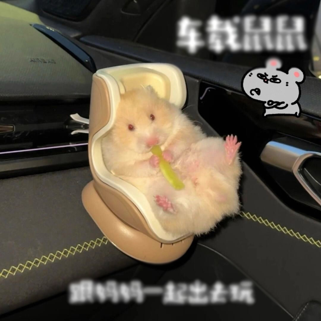 Mini Plastic Cartoon Car Hamster Pet Air Outlet Clip Ornament Safety Seat Storage Automotive Interior - Pink Blue