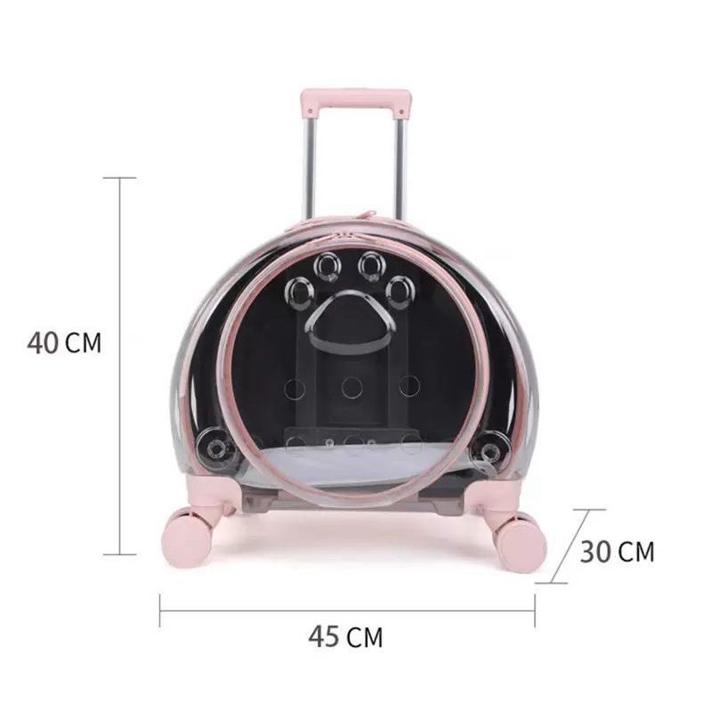 New Portable Pet Strollers With Wheels Durable Acrylic PC Closure For Cats Dogs Bags Ideal For Travel Outdoor Use - Black