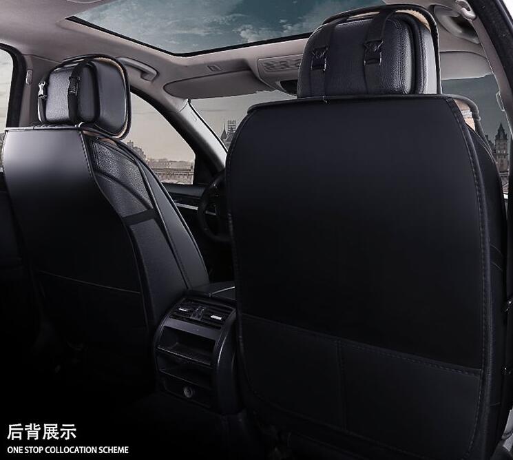 Crown Leather Car Seat Covers Beautiful Universal Auto Cushion 1PC Back Cover 2pcs Front Cover - Black