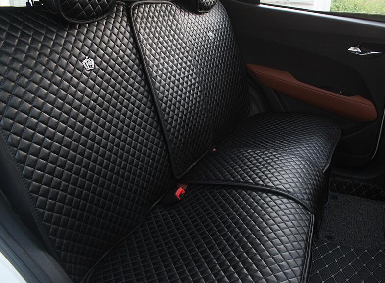 Crown Leather Car Seat Covers Beautiful Universal Auto Seat Cushion 8pcs Sets - Black
