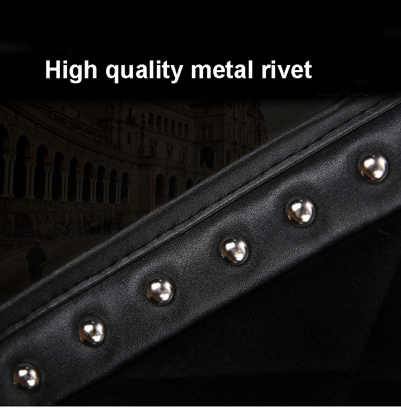 Crown Plush Car Seat Covers Punk Rivet Universal Auto Cushion 2PC Front Cover - Black