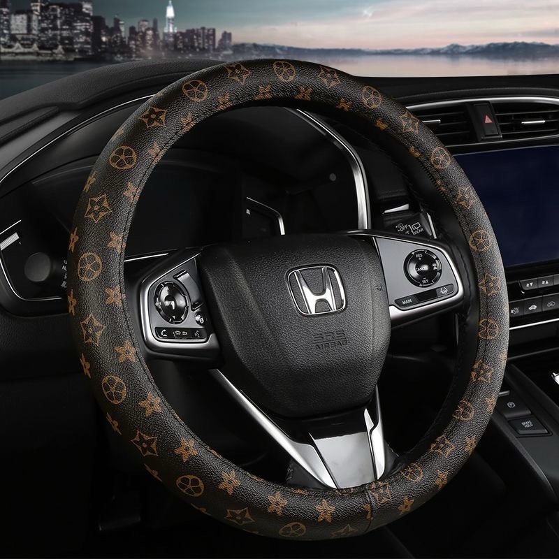 High-end Comfortable PU Leather Car Steering Wheel Covers Automotive Interior 15 Inches 38CM Goddess - Brown