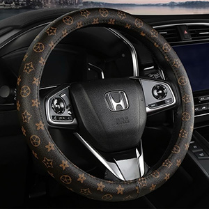 High-end Comfortable PU Leather Car Steering Wheel Covers Automotive Interior 15 Inches 38CM Goddess - Brown