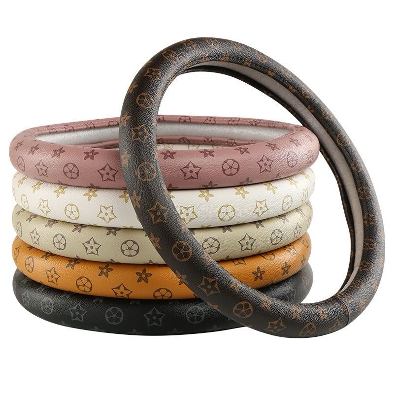 High-end Comfortable PU Leather Car Steering Wheel Covers Automotive Interior 15 Inches 38CM Goddess - Brown