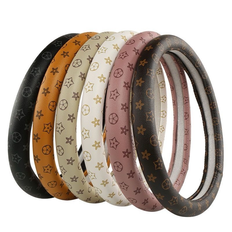 High-end Comfortable PU Leather Car Steering Wheel Covers Automotive Interior 15 Inches 38CM Goddess - Brown